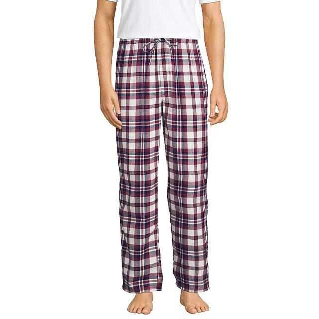 Mens Lands End Flannel Pajama Sleep Pants Red Navy Plaid Product Image