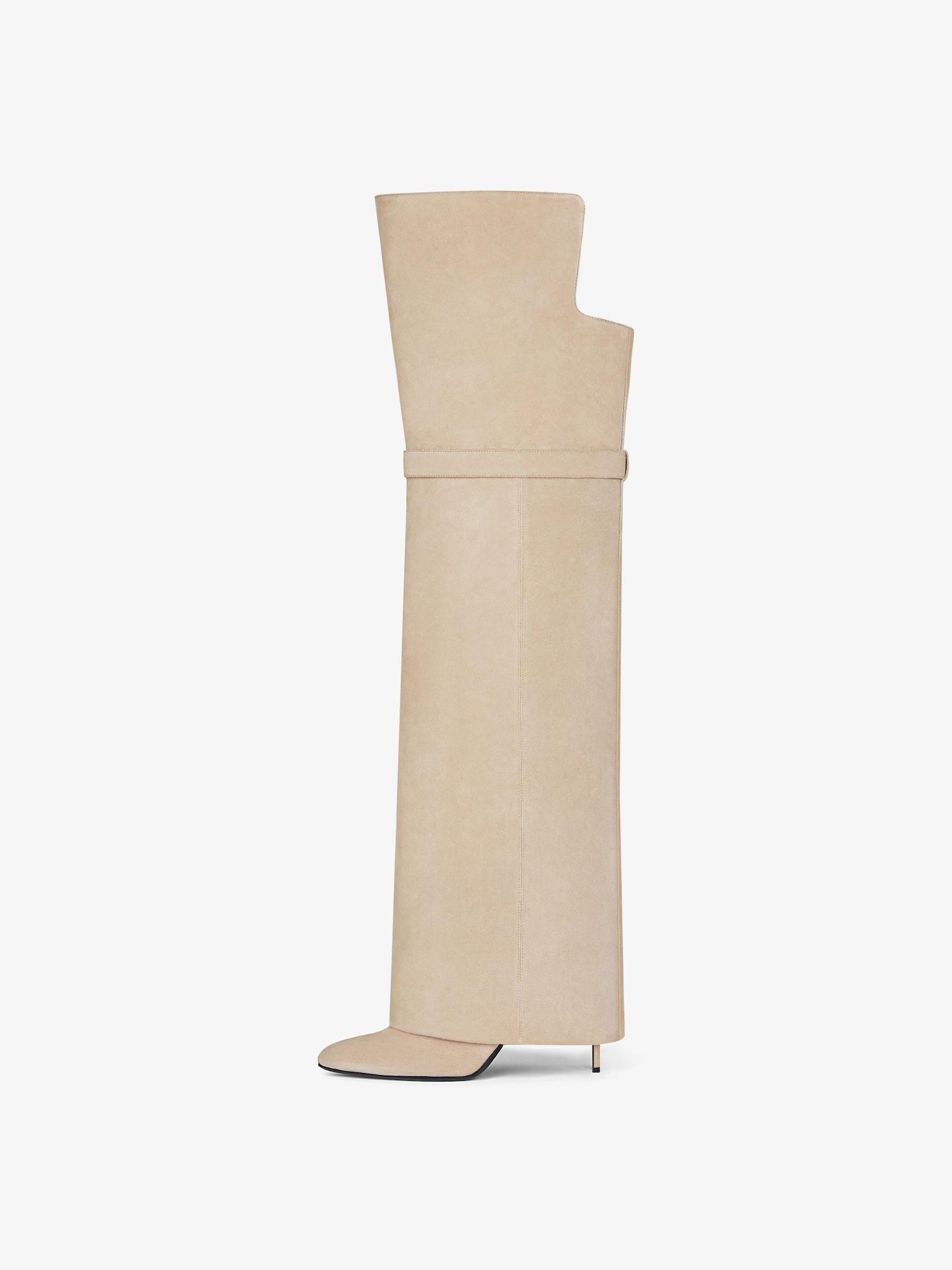 Shark Lock Stiletto over-the-knee boots in suede Product Image