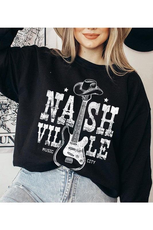 Nashville Cowboy Guitar Graphic Fleece Sweatshirts Product Image