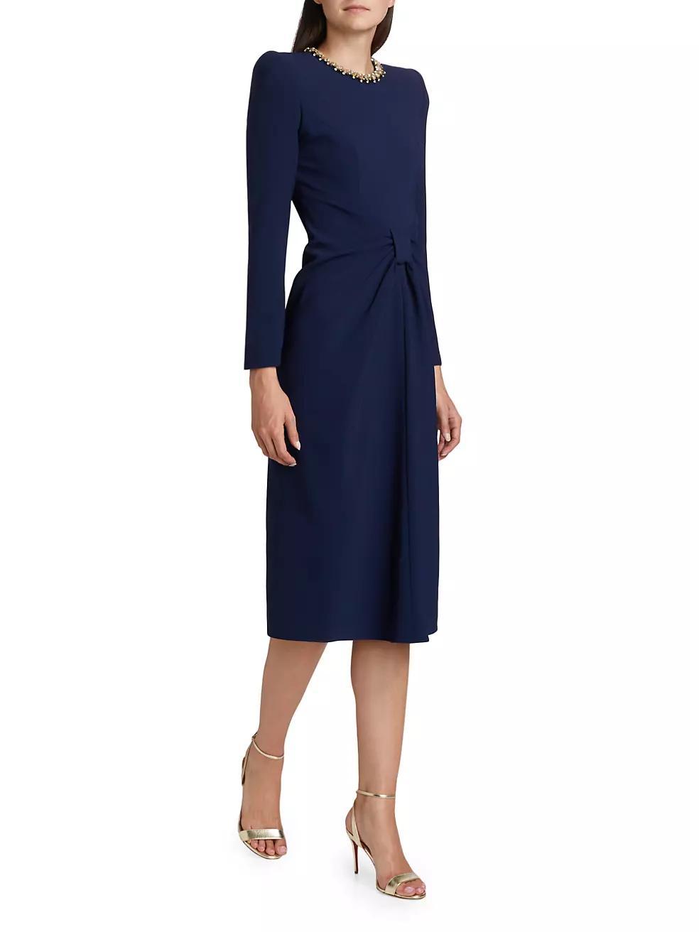 Sunday Embellished Neck Tie Midi-Dress Product Image