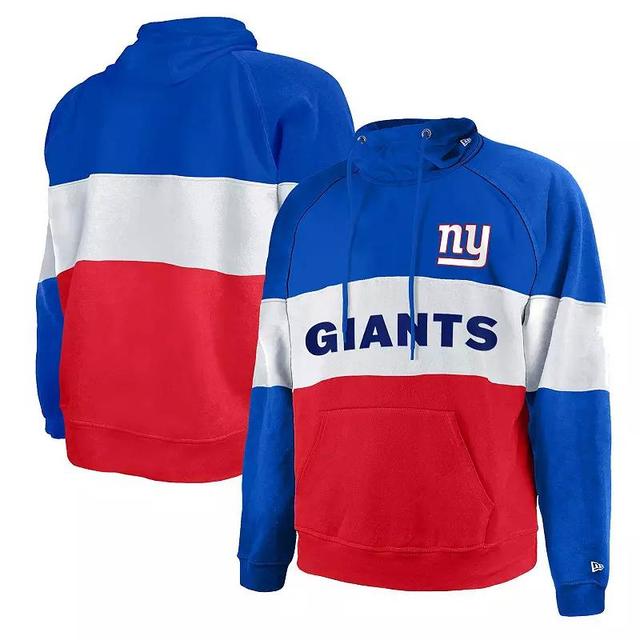 Mens New Era Royal/Red New York Giants Big & Tall Current Team Colorblock Fleece Raglan Pullover Hoodie Blue Product Image