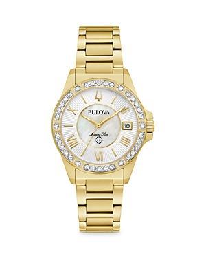 Bulova Womens Marine Star Diamond (1/10 ct. t.w. Stainless Steel Bracelet Watch 32mm - Rose Gold-tone Product Image