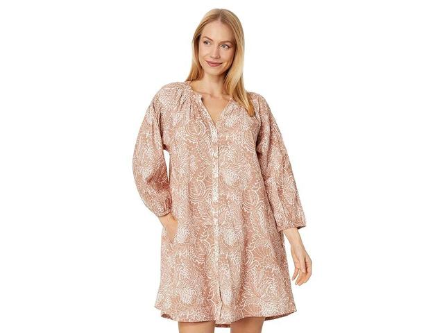 Lilla P Bracelet Sleeve Button-Down Dress (Fossil Floral Print) Women's Dress Product Image