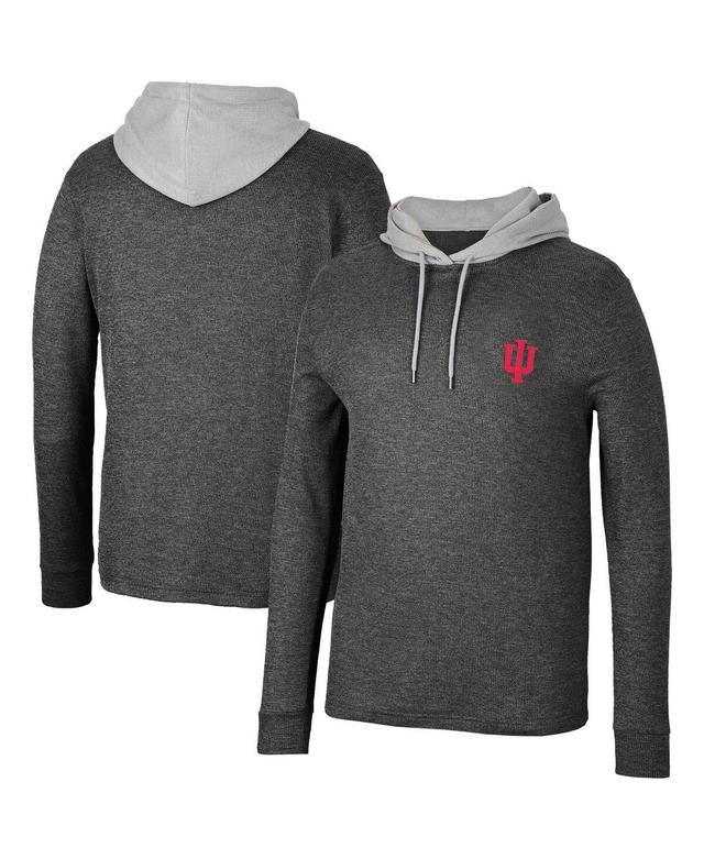 Mens Colosseum Black Indiana Hoosiers Ballot Waffle-Knit Thermal Long Sleeve Hoodie T-shirt Product Image