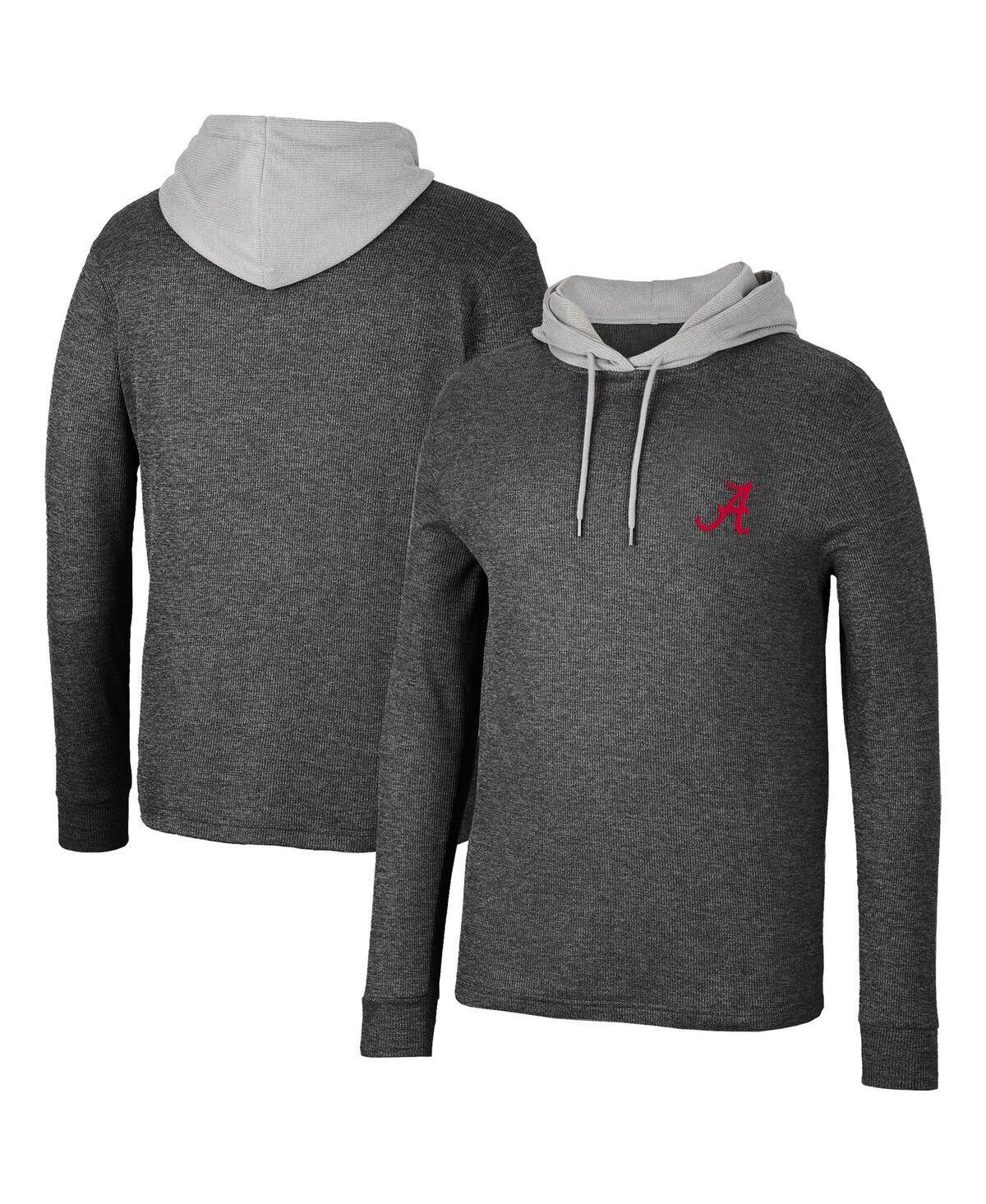 Mens Colosseum Black Alabama Crimson Tide Ballot Waffle-Knit Thermal Long Sleeve Hoodie T-shirt Product Image