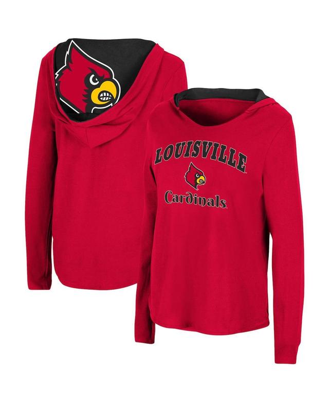 Womens Colosseum Red Louisville Cardinals Catalina Hoodie Long Sleeve T-Shirt Product Image