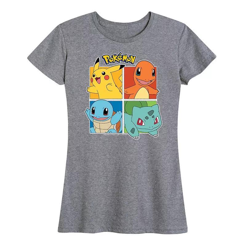 Plus Pokemon Partner Squares Graphic Tee, Womens Heather Grey Product Image