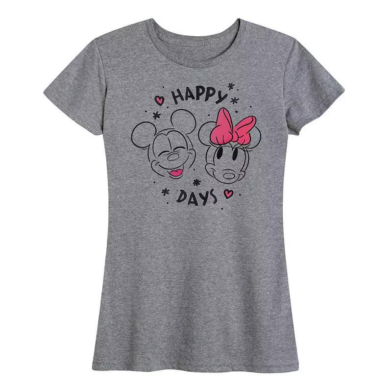 Disneys Mickey & Minnie Mouse Womens Happy Days Graphic Tee Product Image