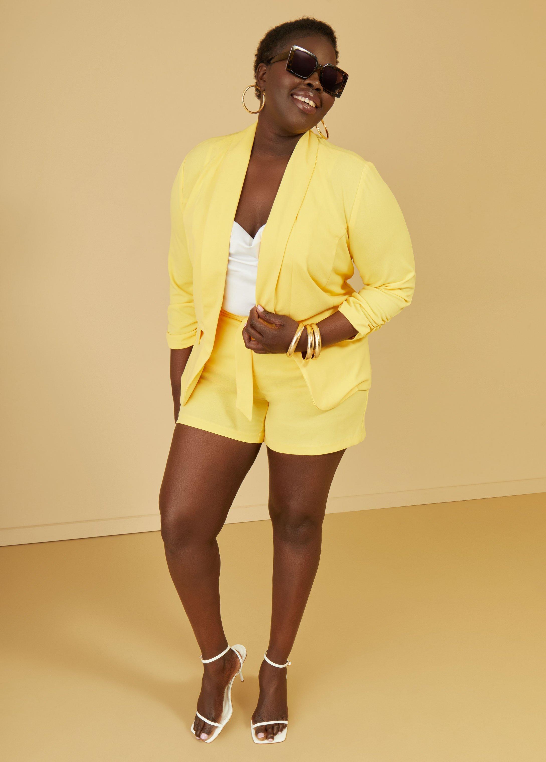 Plus Size Belted Pleated Shorts Ashley Stewart Product Image