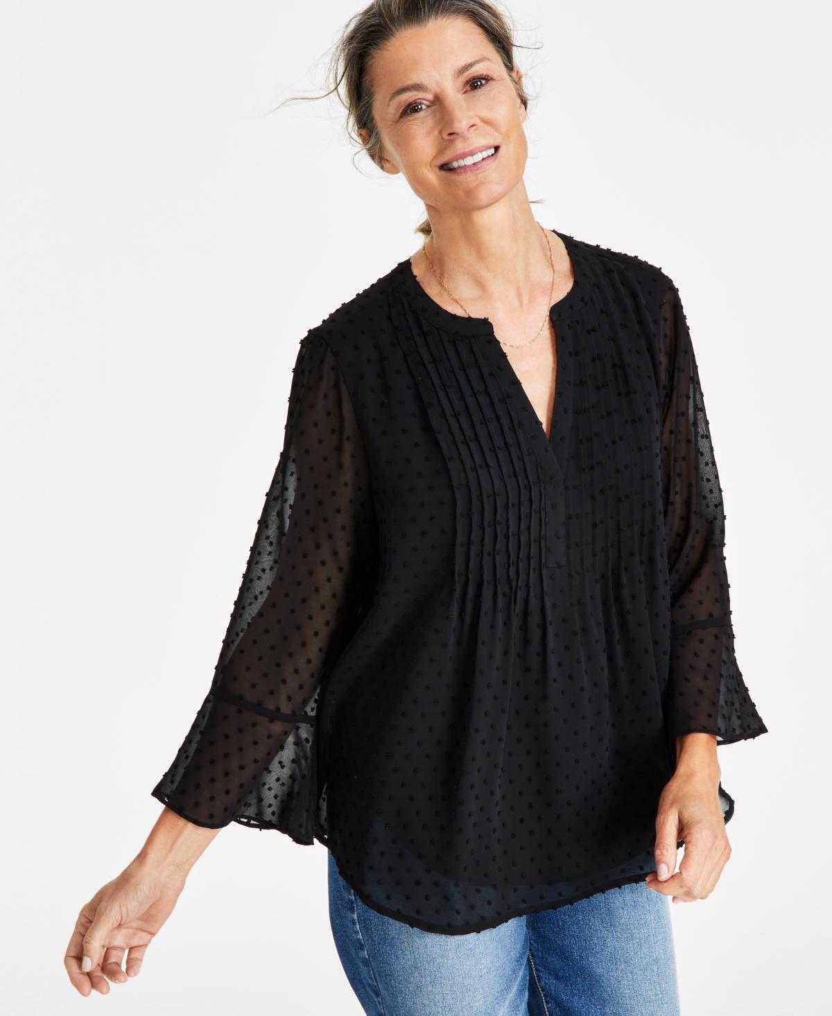 Style & Co Womens Textured Pintuck Ruffle Sleeve Top, Regular & Petite, Created for Macys Product Image