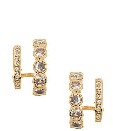 kate spade new york dazzle crystal double huggie hoop earrings Product Image