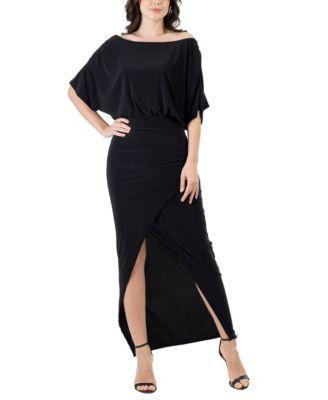 24seven Comfort Apparel Womens Boat Neck Slit Maxi Dress Product Image