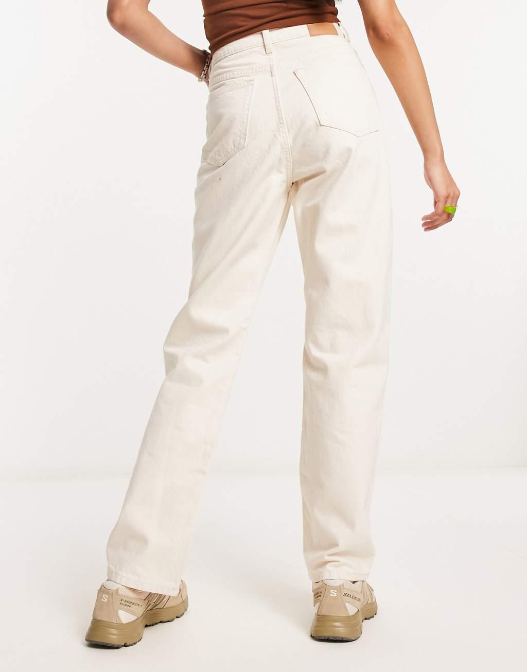 Weekday Rowe extra high rise straight leg jeans in ecru Product Image