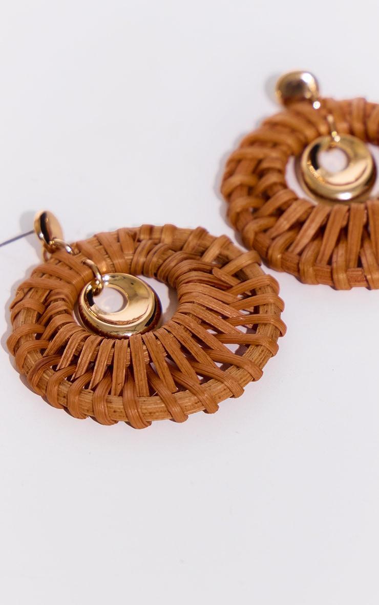 Gold Raffia Oval Statement Earrings Product Image