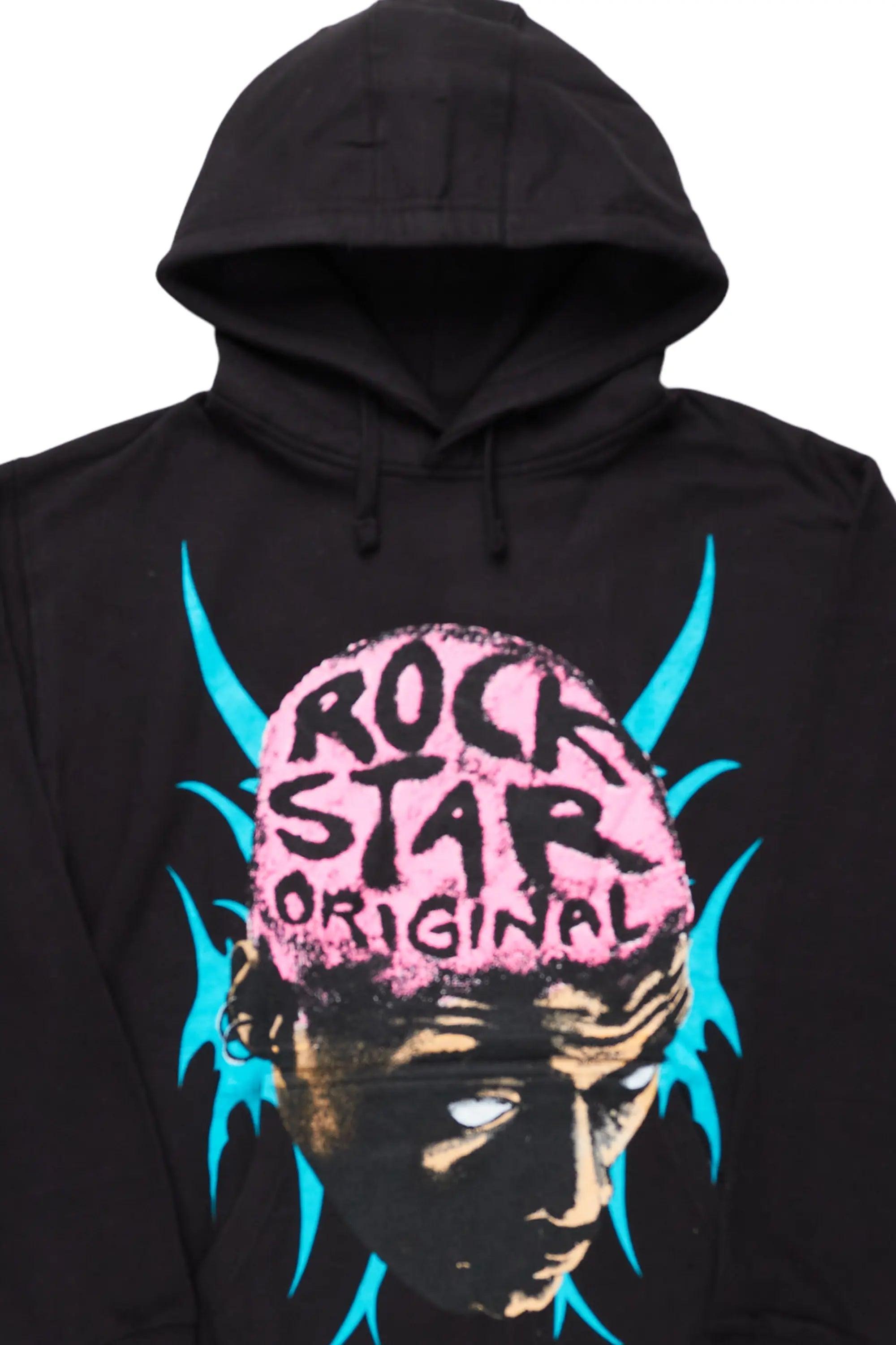 Weave Black Graphic Hoodie Male Product Image