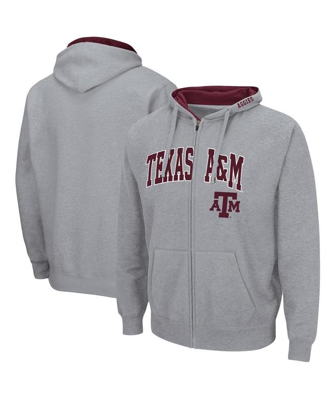 Mens Colosseum Heathered Gray Texas A M Aggies Arch Logo 3.0 Full-Zip Hoodie Product Image