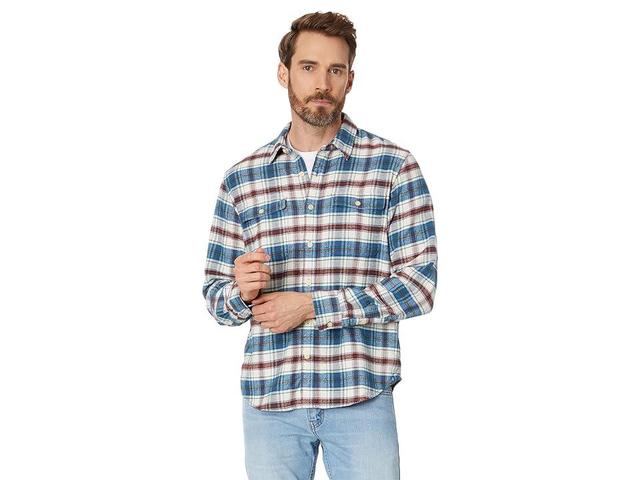 Lucky Brand Plaid Workwear Cloud Soft Long Sleeve Flannel Top (Blue Plaid) Men's Clothing Product Image