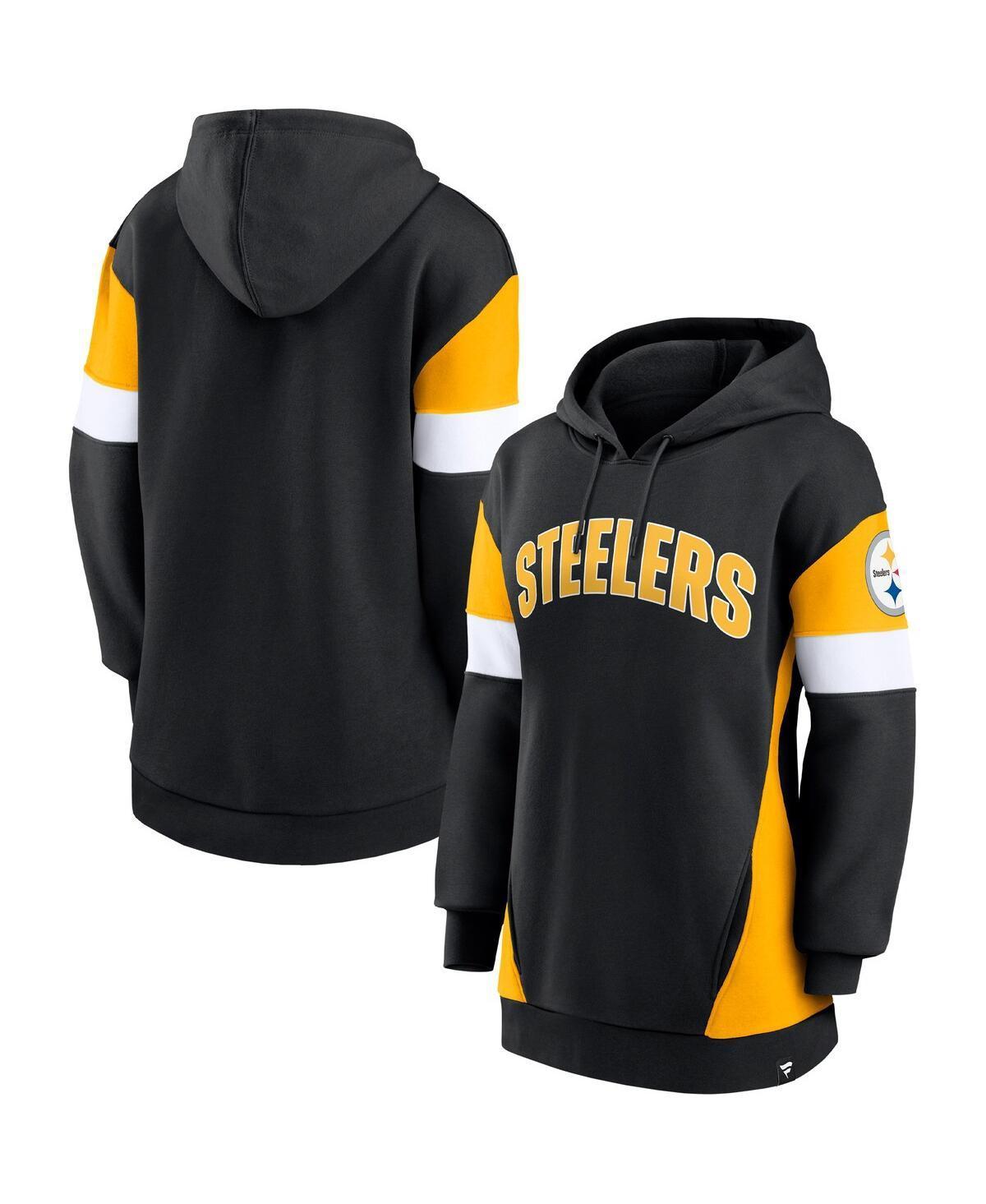 Womens Fanatics Black Pittsburgh Steelers Lock It Down Pullover Hoodie - Black Product Image