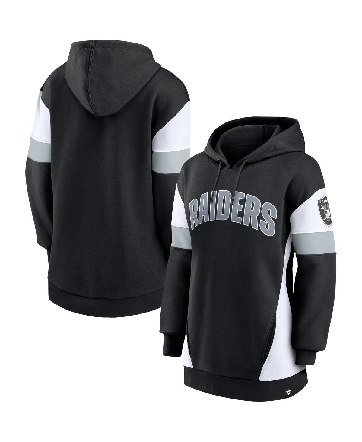 Womens Fanatics Branded Black/White Las Vegas Raiders Lock It Down Pullover Hoodie Product Image