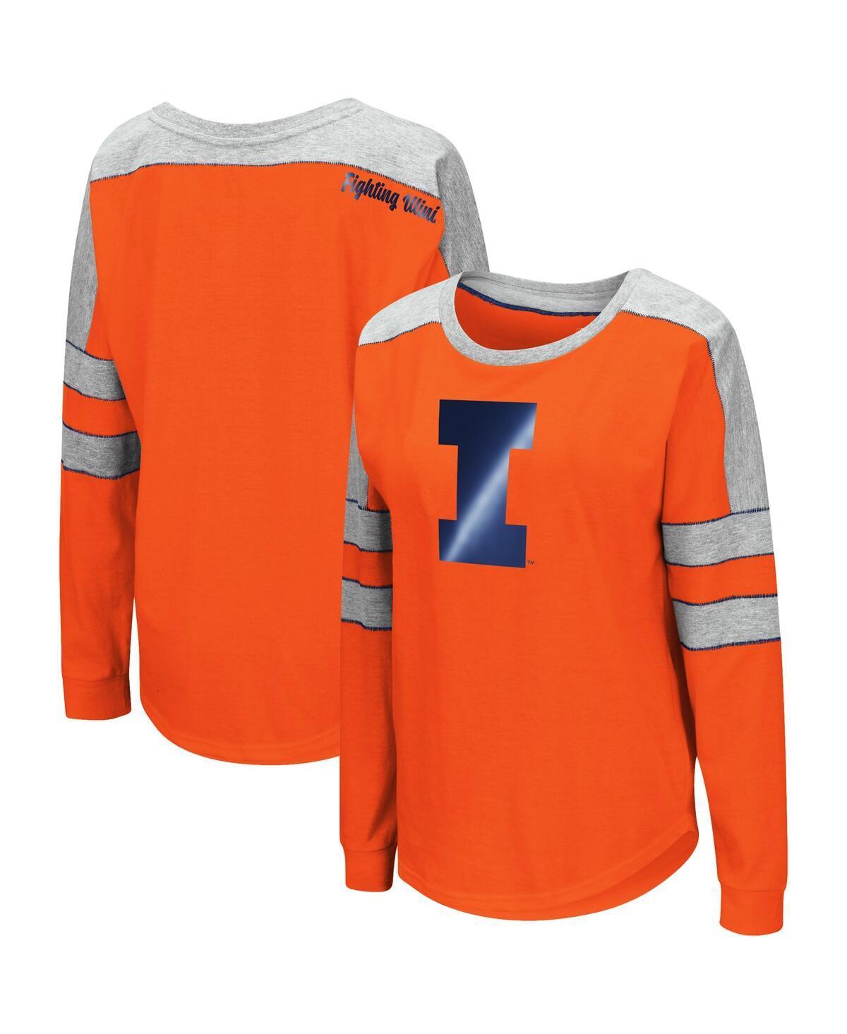 Womens Colosseum Orange Illinois Fighting Illini Trey Dolman Long Sleeve T-shirt Product Image