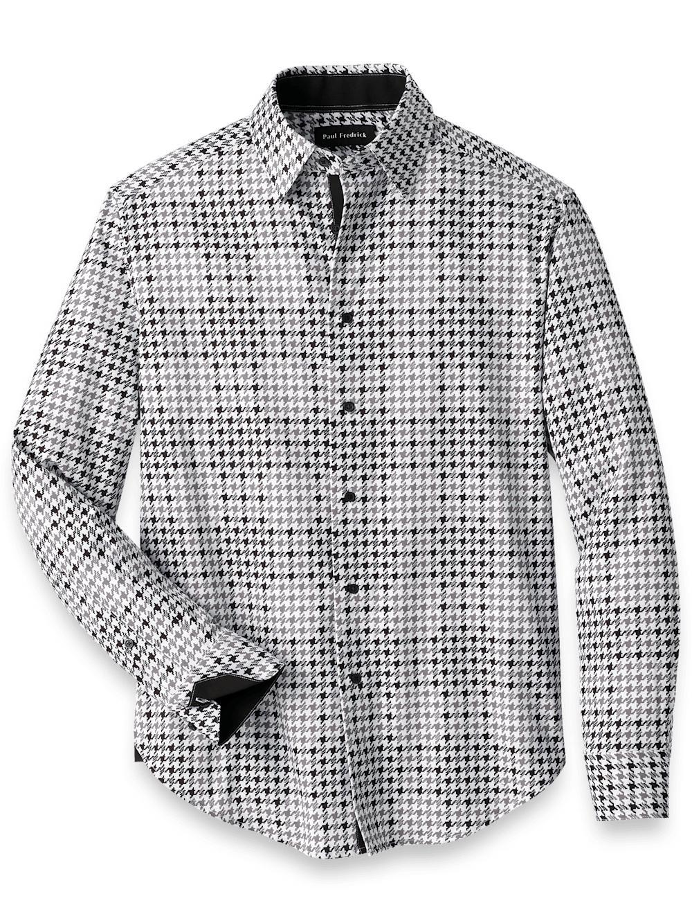 Performance Stretch Houndstooth Casual Shirt - Black/grey Product Image