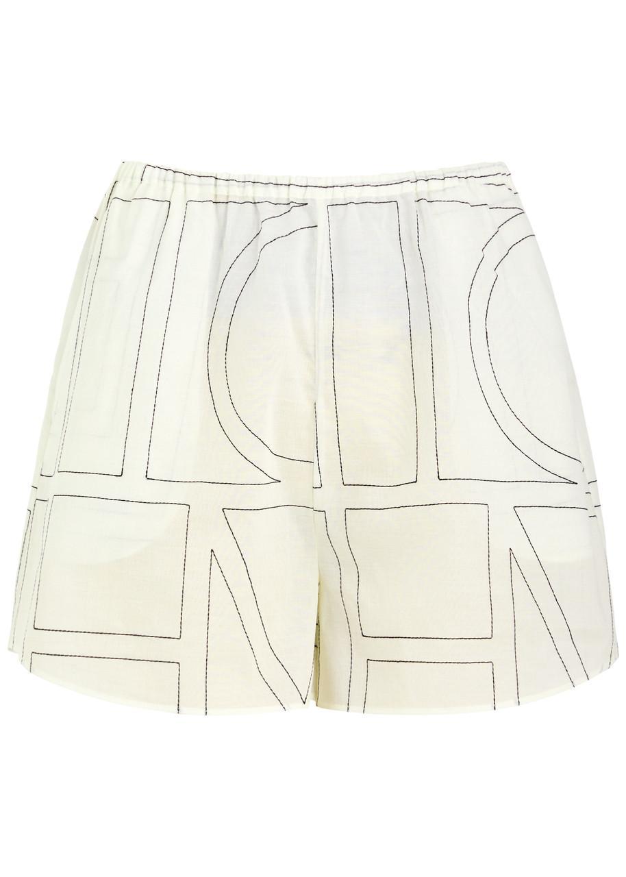 TOTÊME Monogram-embroidered Pyjama Shorts In White Product Image