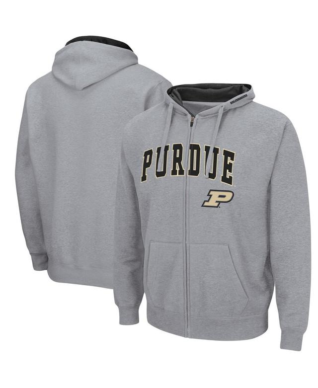 Mens Colosseum Heathered Gray Purdue Boilermakers Arch & Logo 3.0 Full-Zip Hoodie Product Image