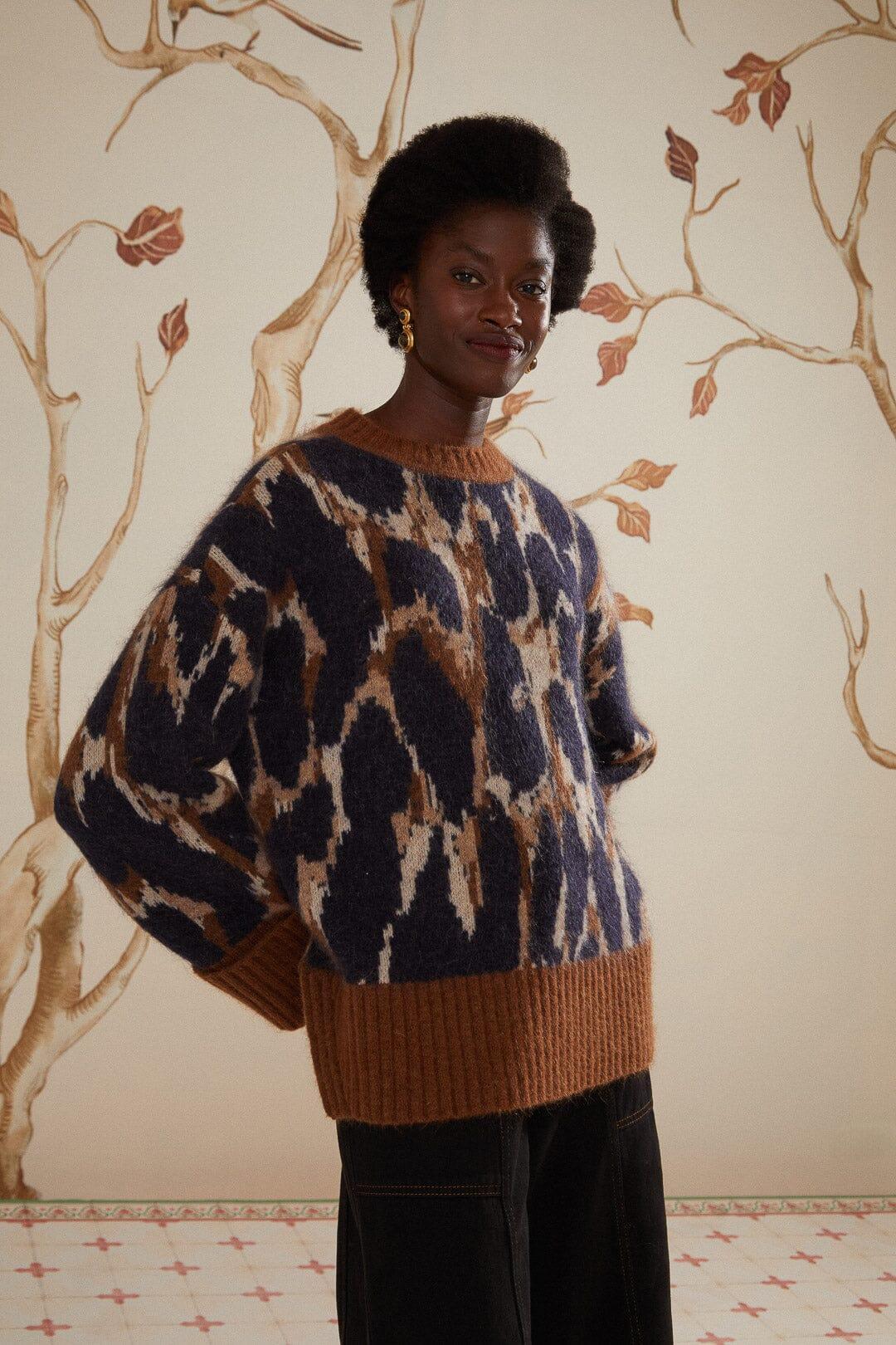 Leopard Print Knit Sweater Product Image