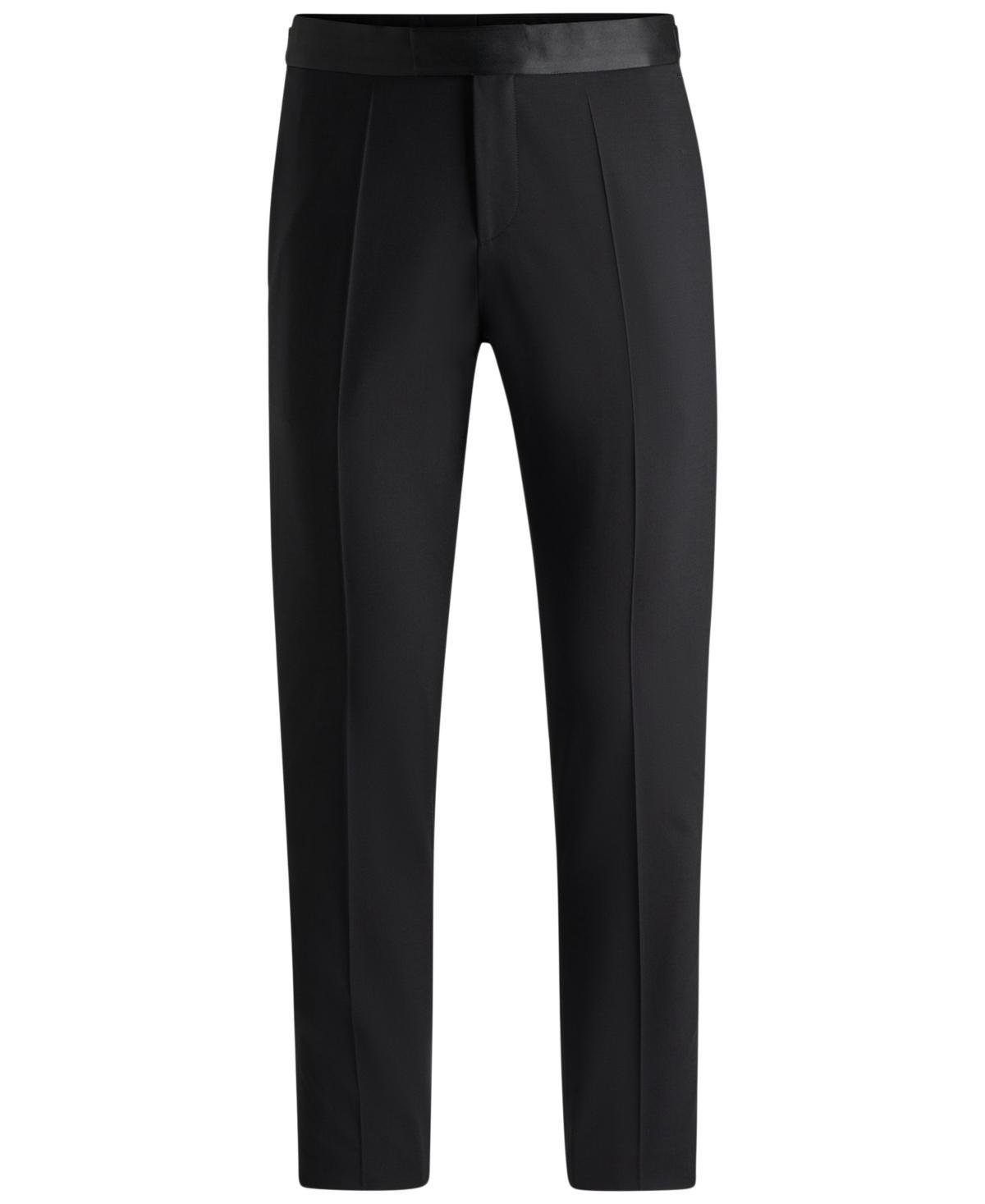 Boss By  Men's Slim-fit Tuxedo Trousers In Black Product Image