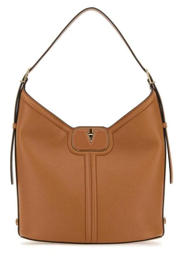 VALENTINO GARAVANI Vlogo Leather Tote Bag In Brown Product Image