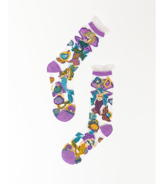 Sock Candy Womens Whimsical Mermaid Ruffle Sheer Sock Product Image