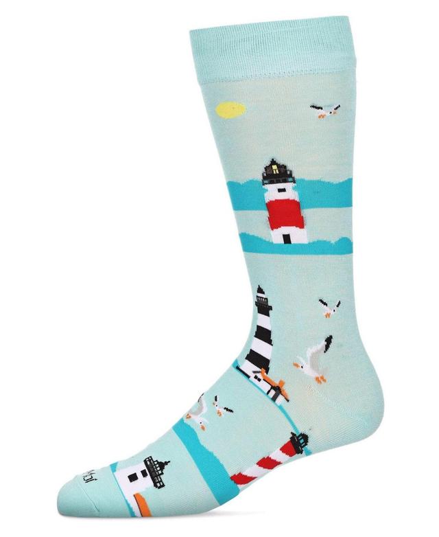 MeMoi Mens Lighthouses Novelty Crew Socks Product Image