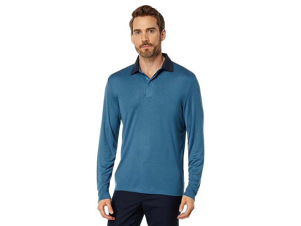 Theory Kayser Polo Long Sleeve Anemo (Midnight) Men's Clothing Product Image