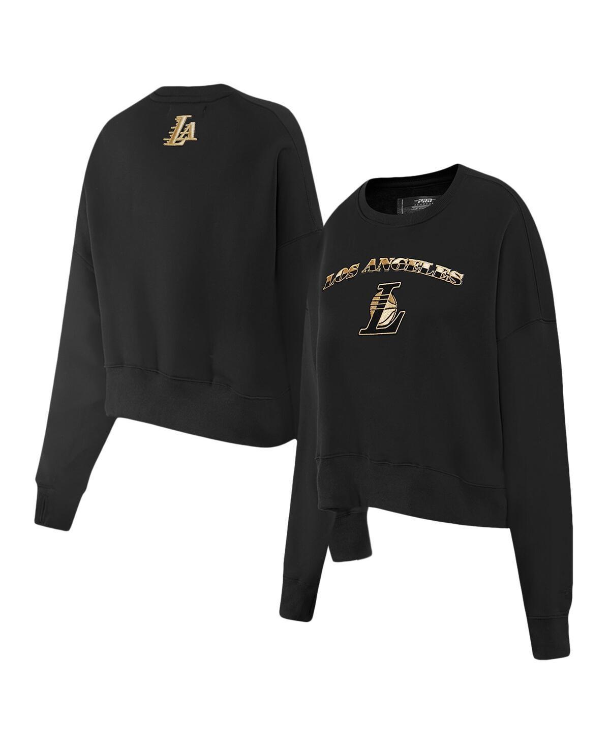 Womens Pro Standard Black Los Angeles Lakers Glam Cropped Pullover Sweatshirt Product Image