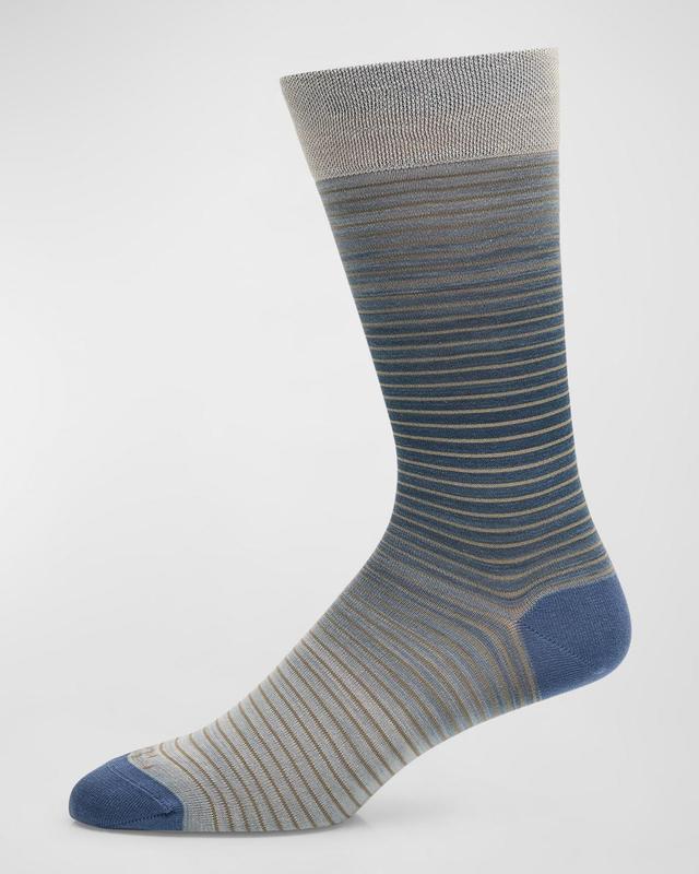 Mens Pima Cotton Shade Stripe Crew Socks Product Image