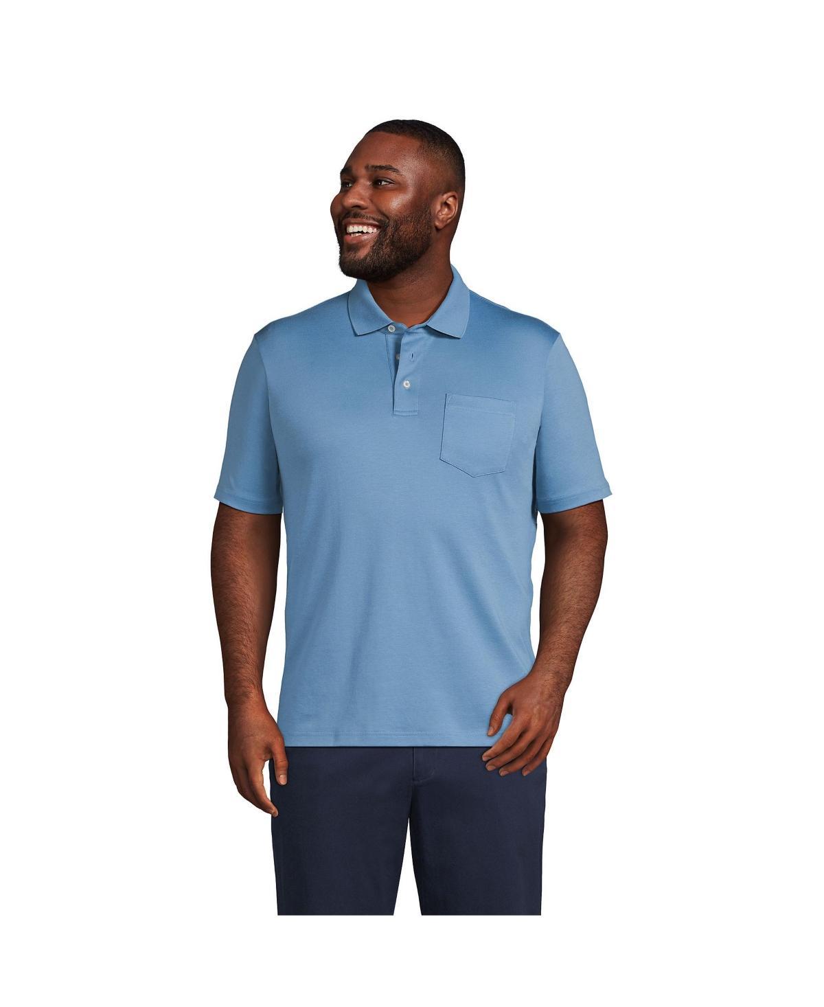 Mens Lands End Super Soft Supima Pocket Polo Green Product Image