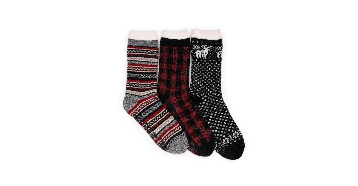 Muk Luks Womens 3 Pk. Tall Cozy Lined Lounge Socks Product Image