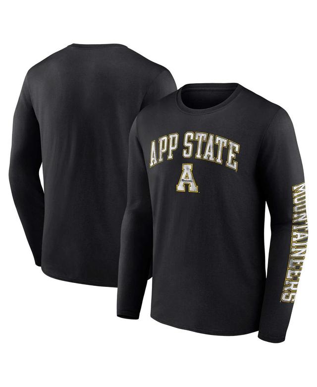 Mens Fanatics Black Appalachian State Mountaineers Distressed Arch Over Logo Long Sleeve T-shirt Product Image