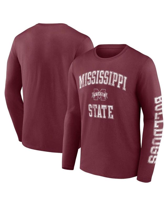 Mens Fanatics Maroon Mississippi State Bulldogs Distressed Arch Over Logo Long Sleeve T-shirt Product Image