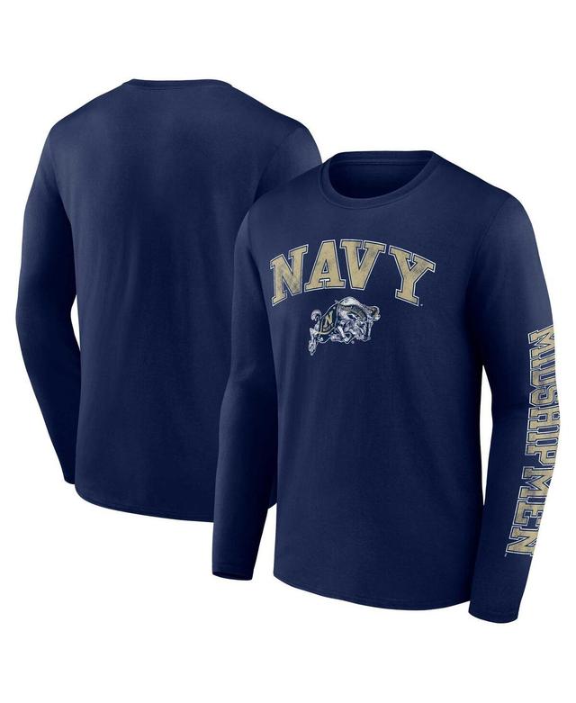 Mens Fanatics Navy North Carolina Tar Heels Distressed Arch Over Logo Long Sleeve T-shirt Product Image