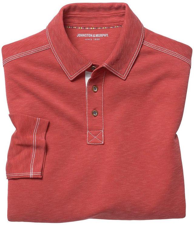 Johnston & Murphy Vintage Slub Long-Sleeve Polo Shirt Product Image