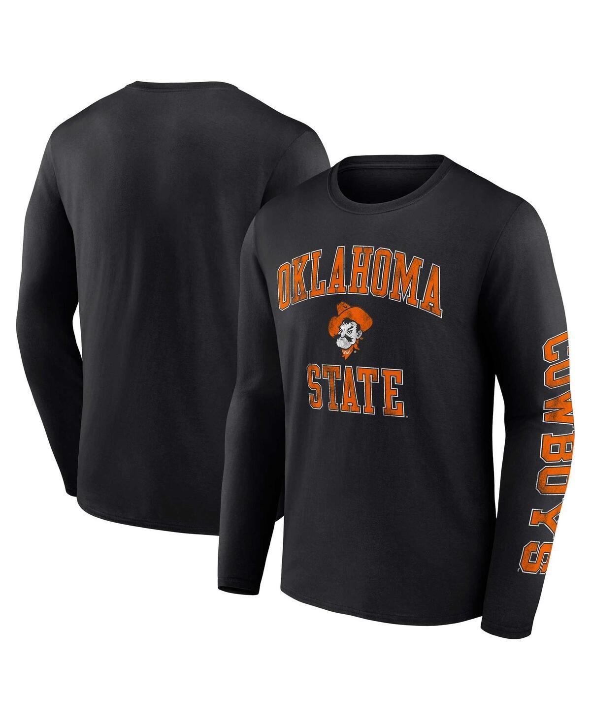 Mens Fanatics Branded Oklahoma State Cowboys Distressed Arch Over Logo Long Sleeve T-Shirt Product Image