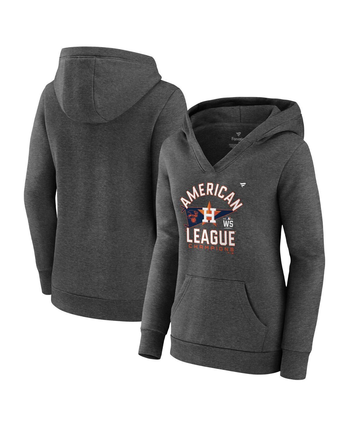 Womens Fanatics Houston Astros 2021 American League Champions Locker Room Plus Size Crossover Neck Pullover Hoodie - Heathered Cha Product Image