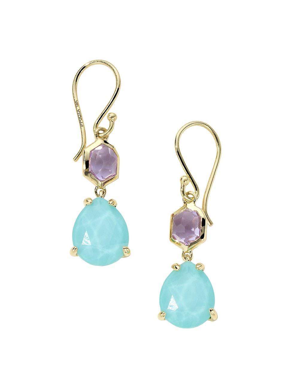 Ippolita 18K Yellow Gold Rock Candy Amethyst & Turquoise Doublet Drop Earrings Product Image