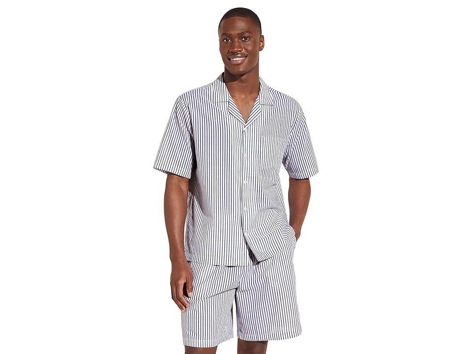 Eberjey Organic Sandwashed Cotton Printed Notch Collar Short PJ Set (Nautico Stripe Graphite) Men's Pajama Sets Product Image