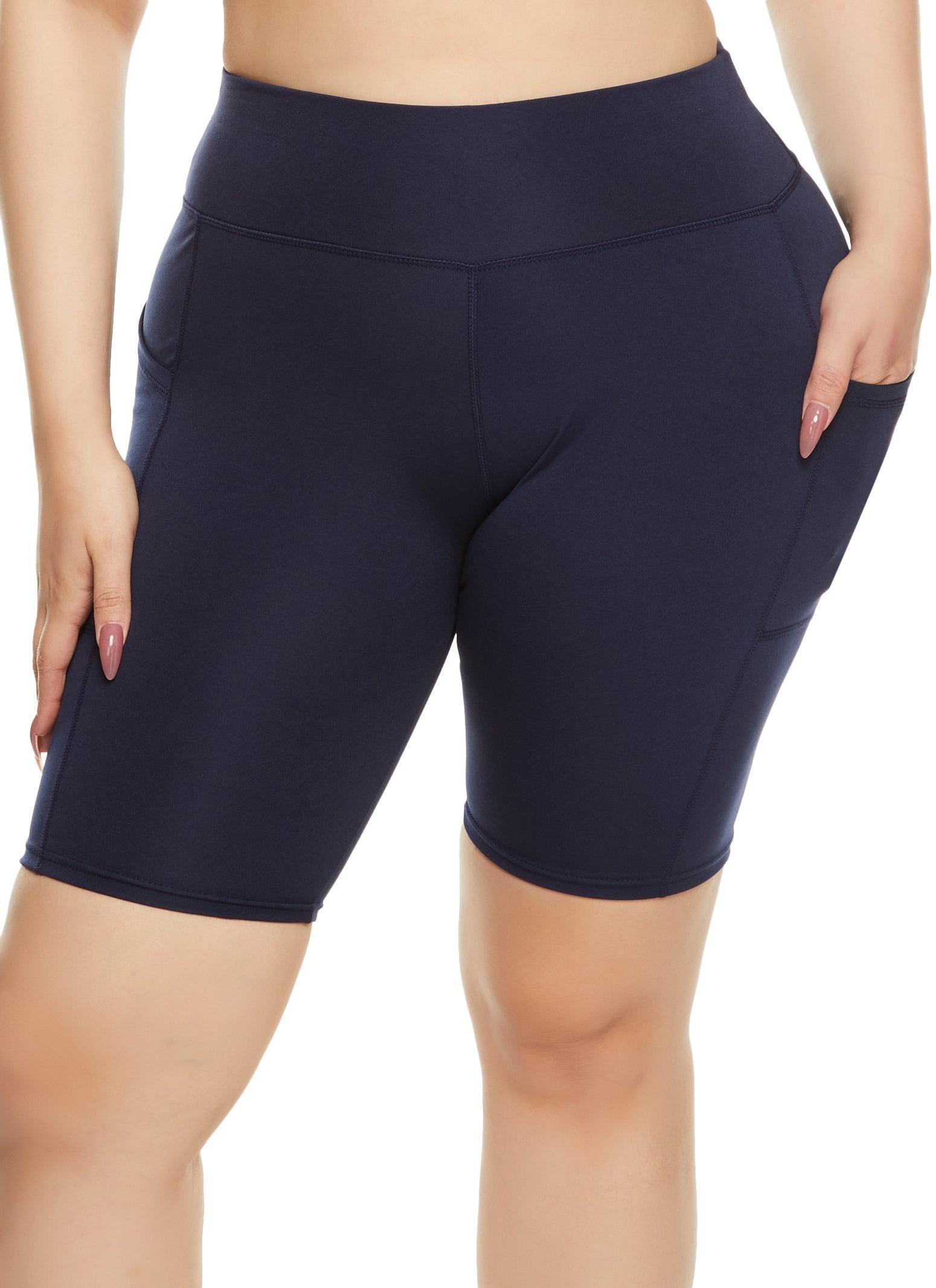 Womens Plus Size High Waisted Cell Phone Pocket Biker Shorts Product Image