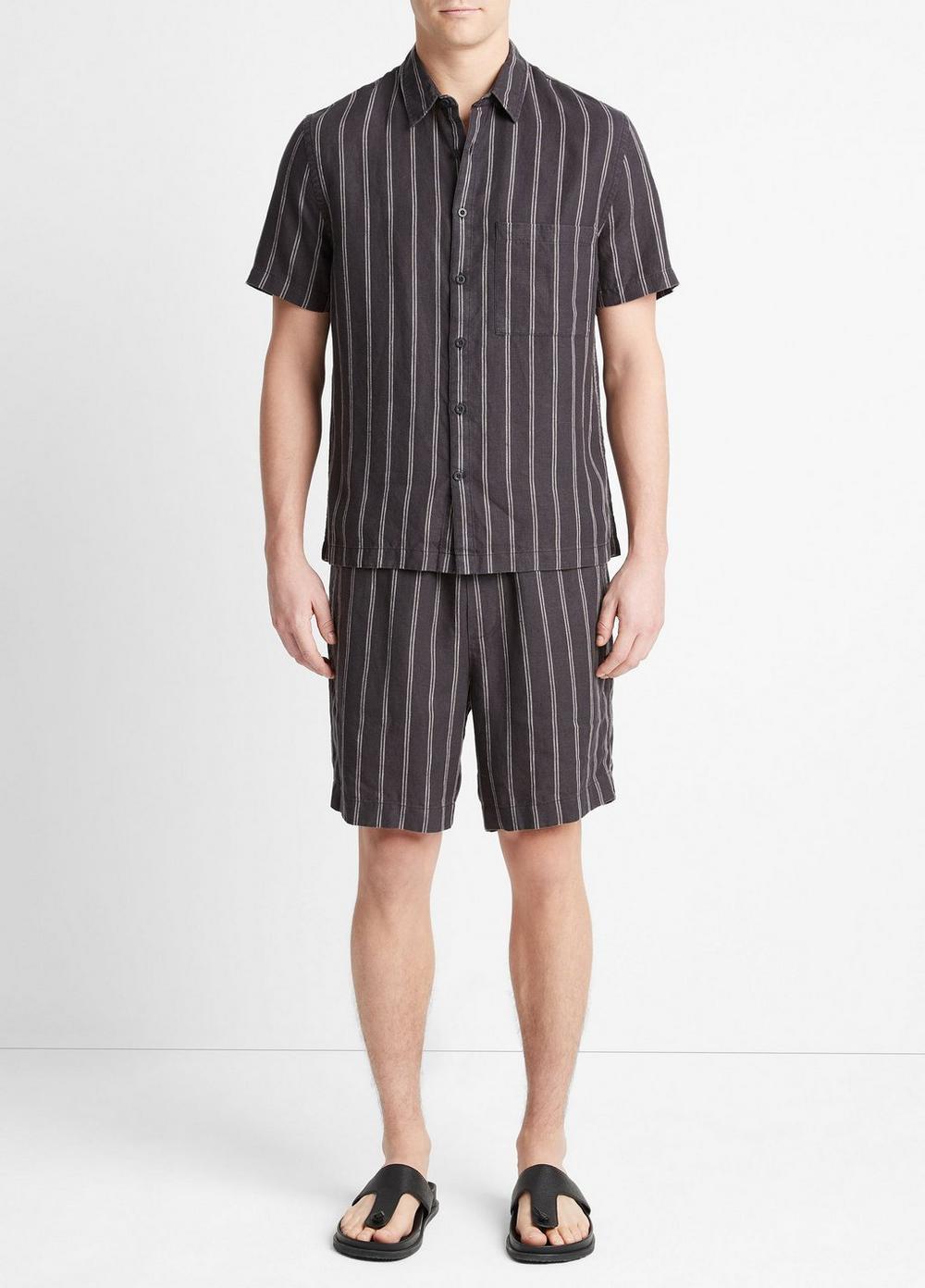 Moonbay Stripe Hemp Short-Sleeve Shirt Product Image