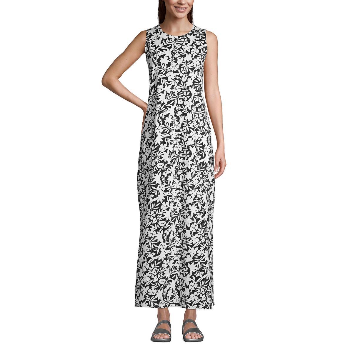 Womens Lands End High Neck Cover-Up Maxi Dress Black Product Image