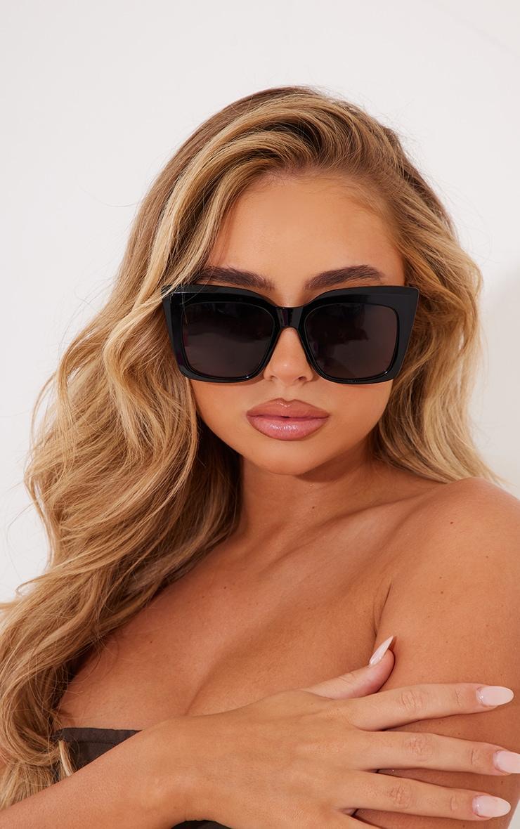 Black Oversized Metal Arm Cat Eye Sunglasses product image