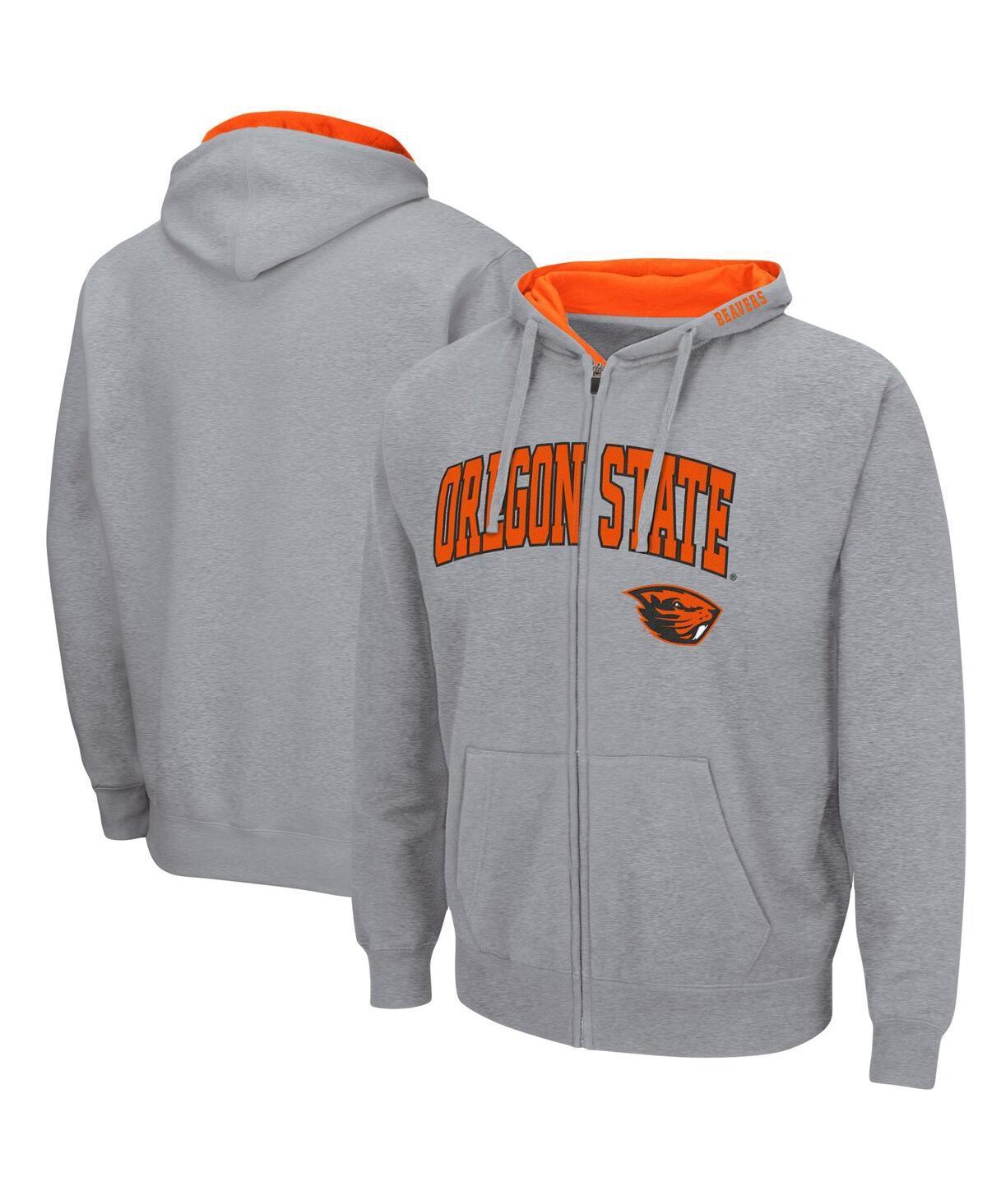 Mens Colosseum Heathered Gray Oregon State Beavers Arch & Logo 3.0 Full-Zip Hoodie Product Image